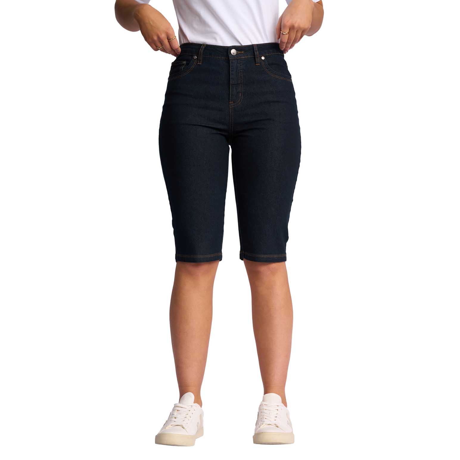 Vassalli Slim Leg Contrast Stitch Denim Short